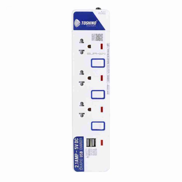 รางปลั๊กไฟ 3 ช่อง 3 สวิตซ์ 2 USB ยาว 3 ม. ET-913USB TOSHINO - Image 2