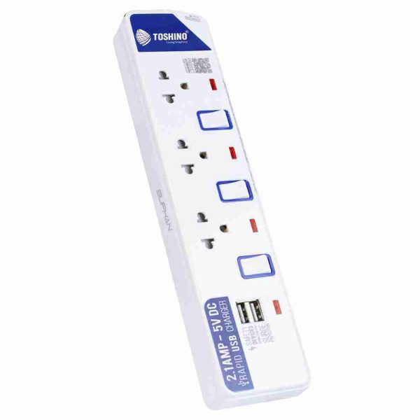 รางปลั๊กไฟ 3 ช่อง 3 สวิตซ์ 2 USB ยาว 3 ม. ET-913USB TOSHINO - Image 4