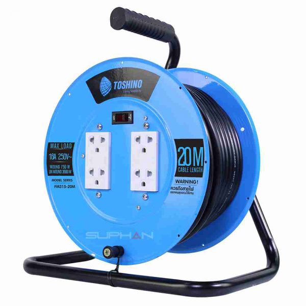 ล้อเก็บสายไฟสาย FM310T-20 VCT 3x1.0 ยาว 20 ม. สีฟ้า Toshino - Image 3