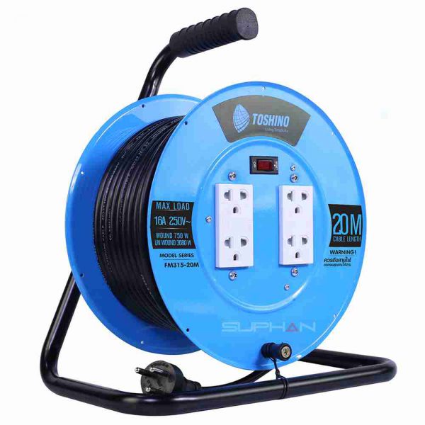 ล้อเก็บสายไฟสาย FM310T-20 VCT 3x1.0 ยาว 20 ม. สีฟ้า Toshino - Image 4